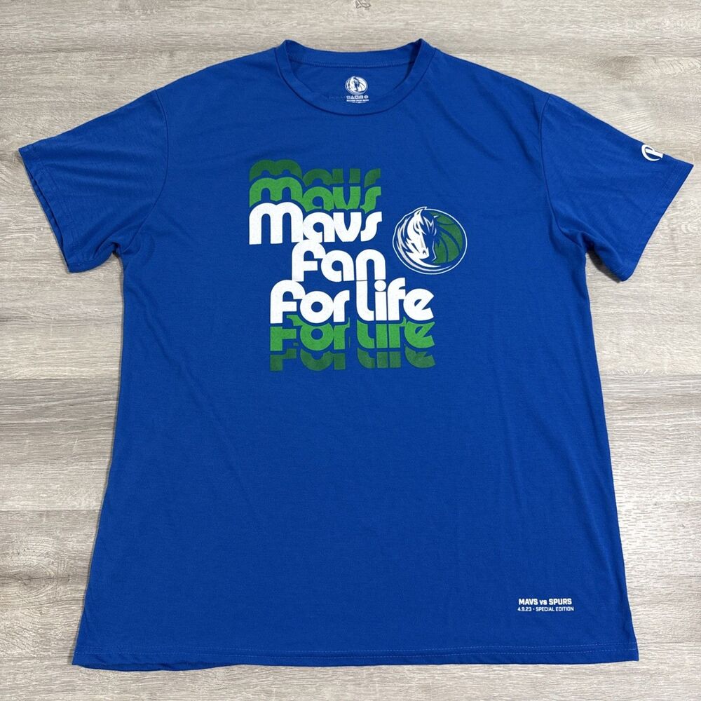 Dallas Mavericks Basketball Shirt Men's Blue Mavs Fan For Life XL 100% Polyester